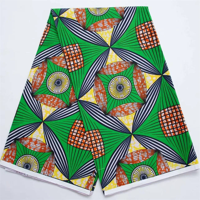 African Nigeria Real Wax Fabric Cotton Material Ankara Green Prints Batik High Quality Fabric For Party Dresses Sewing 6 Yards