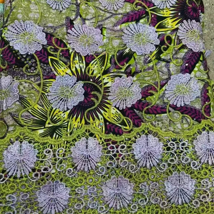 Latest Super Wax Original From Holland High Quality Ankara Embroidery Guipure Wax Fabric 2025 African Wax Fabric Cotton By Yard